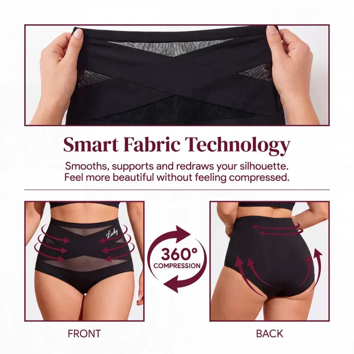 Womens sculpting brief paired with casual outfit demonstrating seamless fit