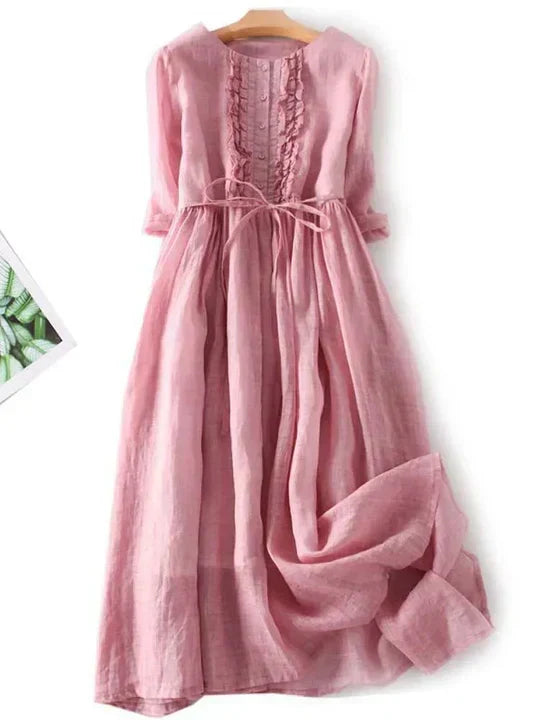 Elegant long sleeve casual maxi dress in classic white