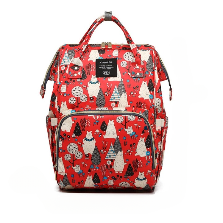 Back view of padded shoulder straps and breathable mesh on diaper backpack