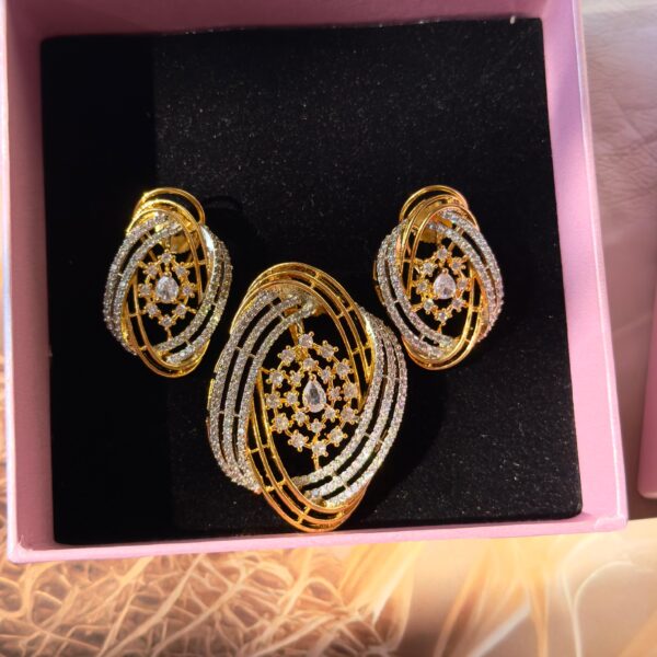 Gold-Plated Pendant Set with Earrings – AAA Quality AD Stones - Image 2