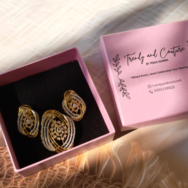 Gold-Plated Pendant Set with Earrings – AAA Quality AD Stones
