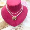 Double layered pearl neckline with a bow - Image 3