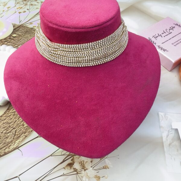 Diamonds studded multi layered gold choker - Image 2