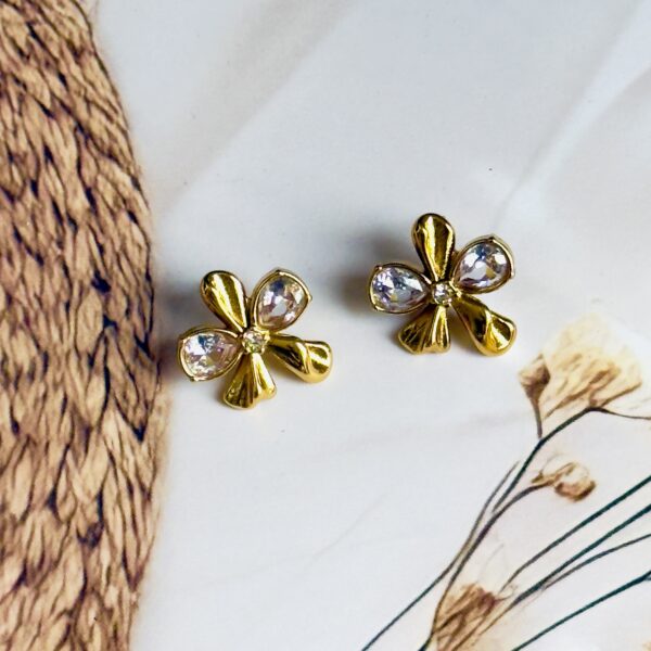 Beautiful Anti tarnish gold plated daily wear Flower earrings - Image 4