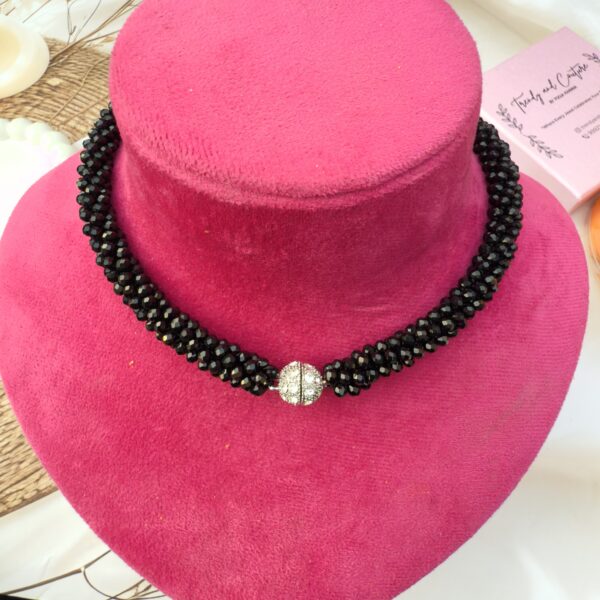 Trendy black crystals round neckcuff - Image 2