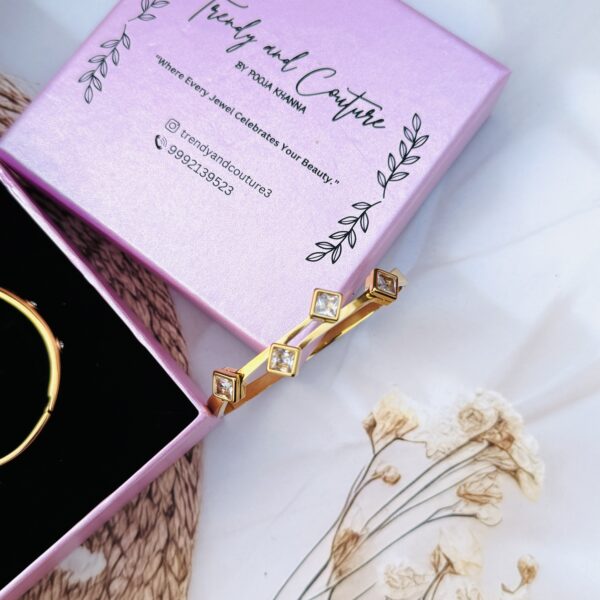 Golden Bracelet diamond shape style  Daily wear - Image 3