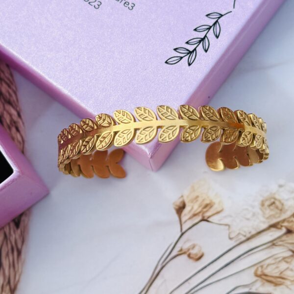 Golden Bracelet leaf design cuff style    Daily wear