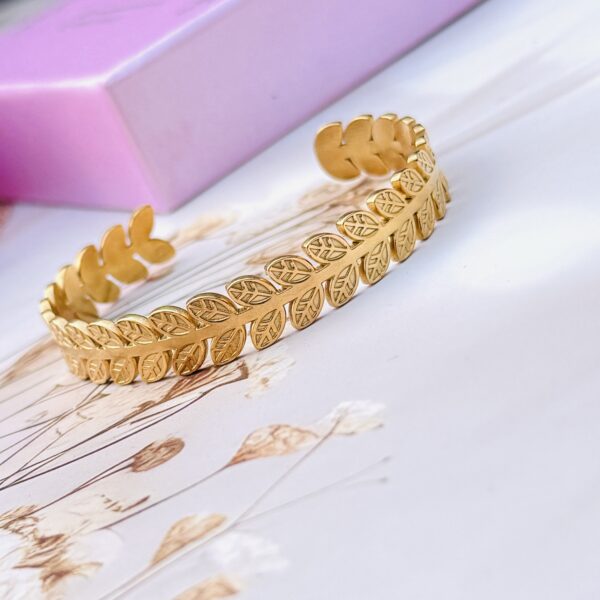 Golden Bracelet leaf design cuff style    Daily wear - Image 2