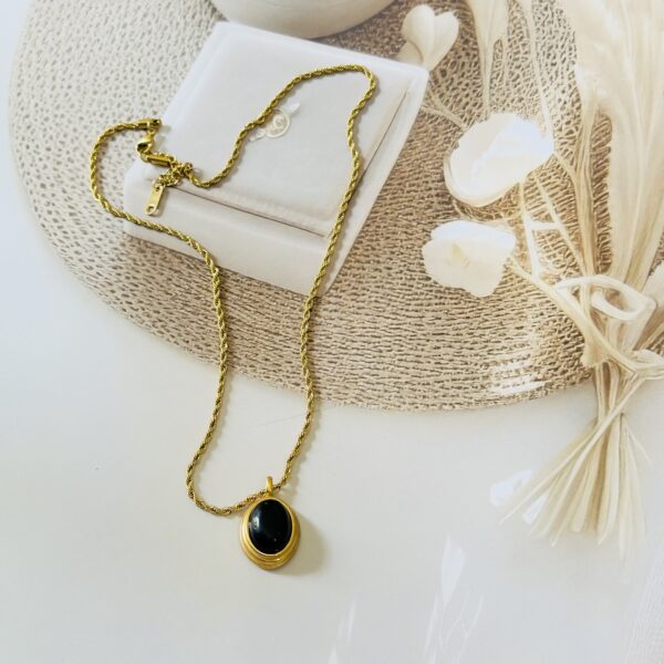 Black stone  Anti tarnish chain Daily wear waterproof